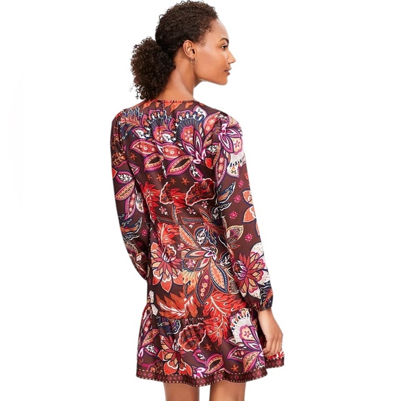 Loft Petite Paisley Shoulder Button Flounce Dress - Picture 3 of 7